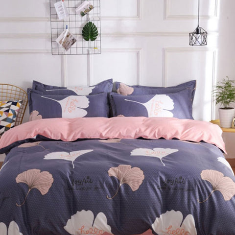 4pcs Bedding Set Fashion Clover Leaf Printed Super Soft Washable Duvet Cover Bed Sheets Pillowcase Bed Supplies