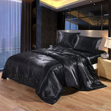 Satin Silk Bedding Set Luxury Queen King Size Bed Set Quilt Duvet Cover Linens And Pillowcase For Single Double Bedclothes