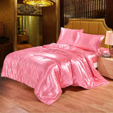 Satin Silk Bedding Set Luxury Queen King Size Bed Set Quilt Duvet Cover Linens And Pillowcase For Single Double Bedclothes