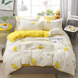 4pcs Pink Strawberry kawaii Bedding Set Luxury Queen Size Bed Sheets Children Quilt Soft Comforter Cotton Bedding Sets For Girl