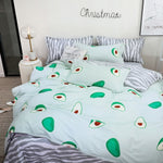Cute bed linens peach print Home textile bedding luxury fruit duvet cover set sheet bedclothes 3/4pcs girls gift queen king size