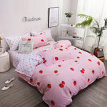 Cute bed linens peach print Home textile bedding luxury fruit duvet cover set sheet bedclothes 3/4pcs girls gift queen king size