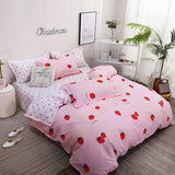 Cute bed linens peach print Home textile bedding luxury fruit duvet cover set sheet bedclothes 3/4pcs girls gift queen king size