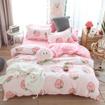 Cute bed linens peach print Home textile bedding luxury fruit duvet cover set sheet bedclothes 3/4pcs girls gift queen king size
