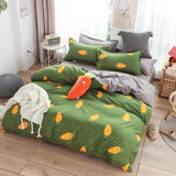 Cute bed linens peach print Home textile bedding luxury fruit duvet cover set sheet bedclothes 3/4pcs girls gift queen king size