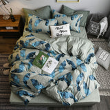 Classic bedding set 5 size grey blue grid summer bed linen 4pcs/set duvet cover set Pastoral bed sheet AB side duvet cover 2020