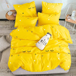 bedding set Pure cotton Pure color A/B double-sided pattern Cartoon Simplicity Bed sheet quilt cover pillowcase 4-7pcs
