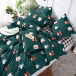 bedding set Pure cotton Pure color A/B double-sided pattern Cartoon Simplicity Bed sheet quilt cover pillowcase 4-7pcs