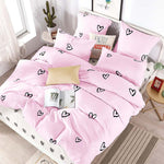 bedding set Pure cotton Pure color A/B double-sided pattern Cartoon Simplicity Bed sheet quilt cover pillowcase 4-7pcs