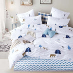 bedding set Pure cotton Pure color A/B double-sided pattern Cartoon Simplicity Bed sheet quilt cover pillowcase 4-7pcs