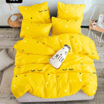 bedding set Pure cotton Pure color A/B double-sided pattern Cartoon Simplicity Bed sheet quilt cover pillowcase 4-7pcs