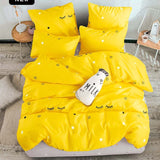 bedding set Pure cotton Pure color A/B double-sided pattern Cartoon Simplicity Bed sheet quilt cover pillowcase 4-7pcs