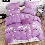bedding set Pure cotton Pure color A/B double-sided pattern Cartoon Simplicity Bed sheet quilt cover pillowcase 4-7pcs